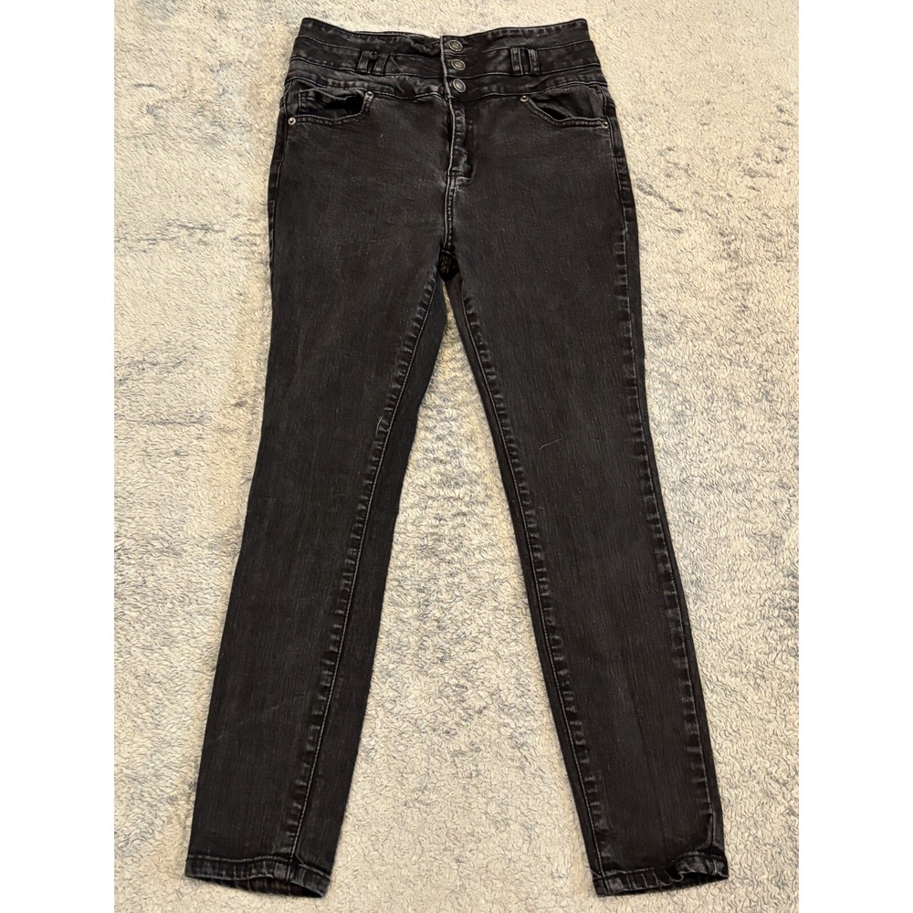 KanCan Jeans Womens 27 High Rise Skinny Black Stretch Denim Three Button